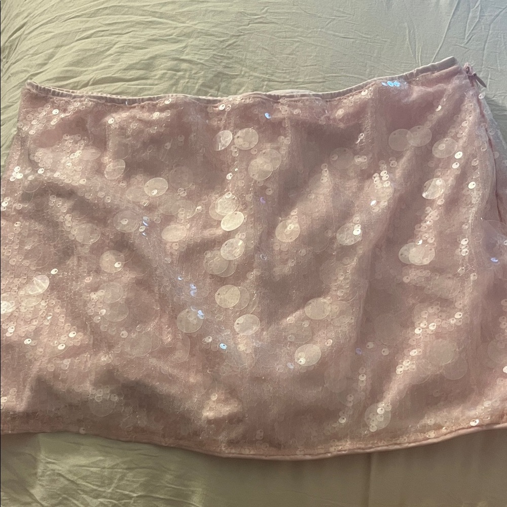 Mini Pink Sequin Skirt with shorts skort